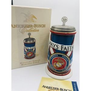 Anheuser Busch Stein Marine Corps Military Series CS663 MINT NEVER DISPLAYED COA